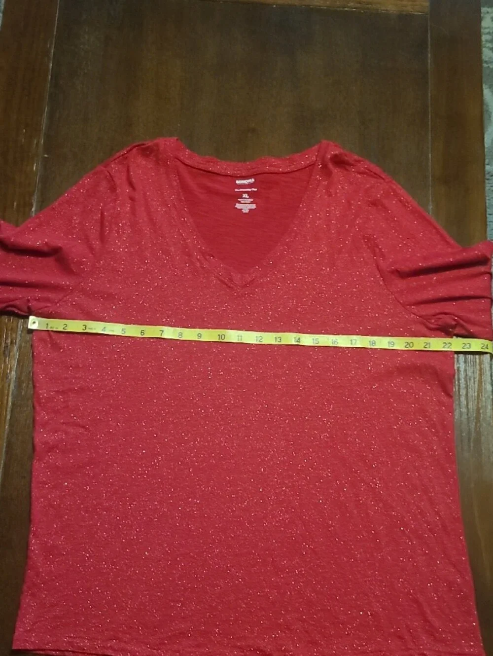 Sonoma Women's V-Neck Long Sleeve Top - Sparkly Red XL